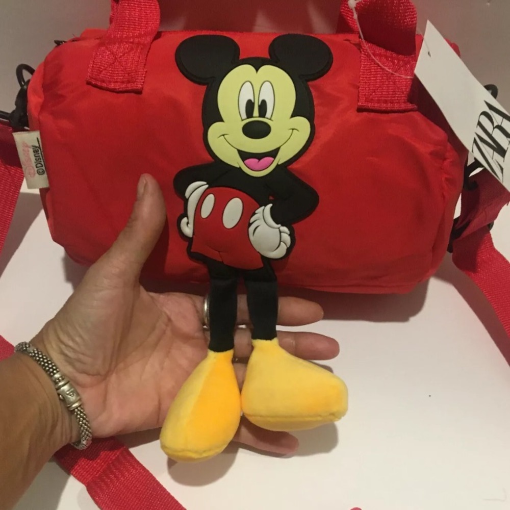 Zara DISNEY MICKEY MOUSE RED BAG SMALL WITH PLUSH FEET